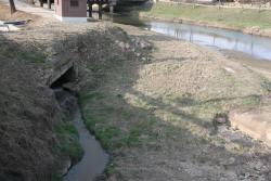 양지천 하류에 1일 평균 수백톤의 생활하수가 하천으로 유입되면서 악취와 수질오염의 주범으로 청정순창의 이미지를 크게 훼손하고 있다. 사진 왼쪽은 악취를 동반한 생활하수